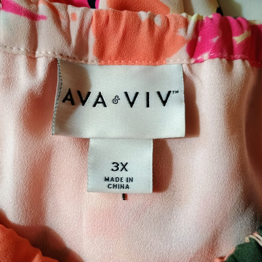 EUC: AVA & VIV Sze 3X Multicolor Floral V-Neck Halter Maxi Dress - Picture 3 of 6